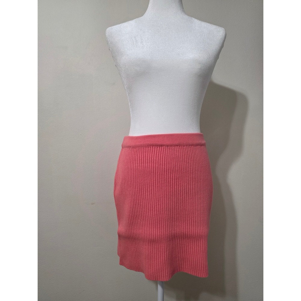 English Factory Pink Knitted Mini Skirt Ribbed Stretch TL239K Womens Medium